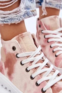 Trampki Damskie Wysokie Big Star LL274048 Beżowo-Różowe