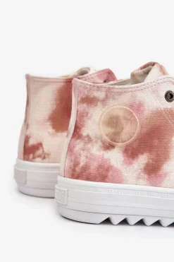 Trampki Damskie Wysokie Big Star LL274048 Beżowo-Różowe