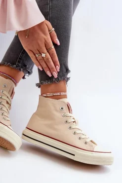 Trampki Damskie Wysokie Big Star NN274278 Beżowe