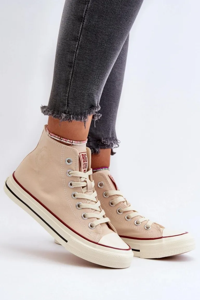 Trampki Damskie Wysokie Big Star NN274278 Beżowe