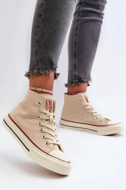 Trampki Damskie Wysokie Big Star NN274278 Beżowe