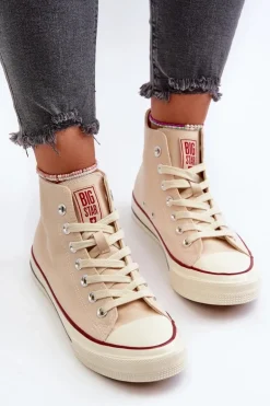Trampki Damskie Wysokie Big Star NN274278 Beżowe