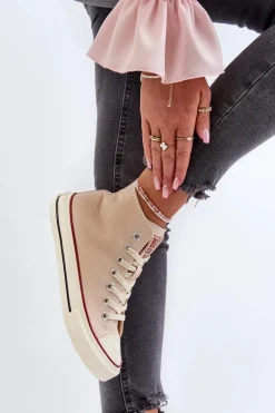 Trampki Damskie Wysokie Big Star NN274278 Beżowe