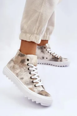 Trampki Damskie Wysokie Big Star LL274047 Biało-Zielone