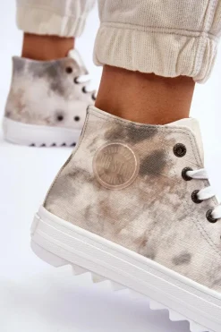 Trampki Damskie Wysokie Big Star LL274047 Biało-Zielone