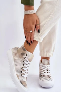 Trampki Damskie Wysokie Big Star LL274047 Biało-Zielone