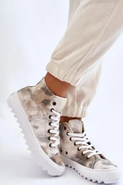 Trampki Damskie Wysokie Big Star LL274047 Biało-Zielone