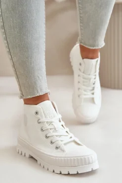 Trampki Damskie Z Cholewką Za Kostkę Big Star OO274009 Białe