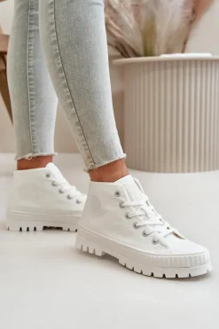 Trampki Damskie Z Cholewką Za Kostkę Big Star OO274009 Białe