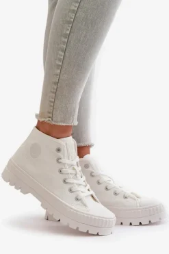 Trampki Damskie Z Cholewką Za Kostkę Big Star OO274009 Białe