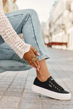 Trampki Damskie Z Koronką Lee Cooper LCW-25-31-3439L Czarne