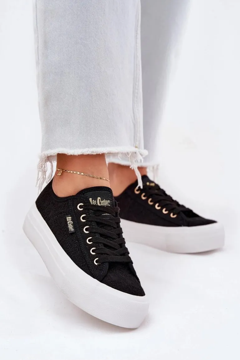 Trampki Damskie Z Koronką Lee Cooper LCW-25-31-3439L Czarne