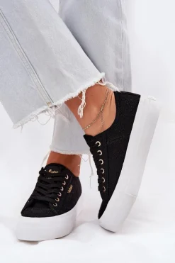 Trampki Damskie Z Koronką Lee Cooper LCW-25-31-3439L Czarne