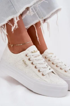 Trampki Damskie Z Koronką Lee Cooper LCW-25-31-3438L Białe