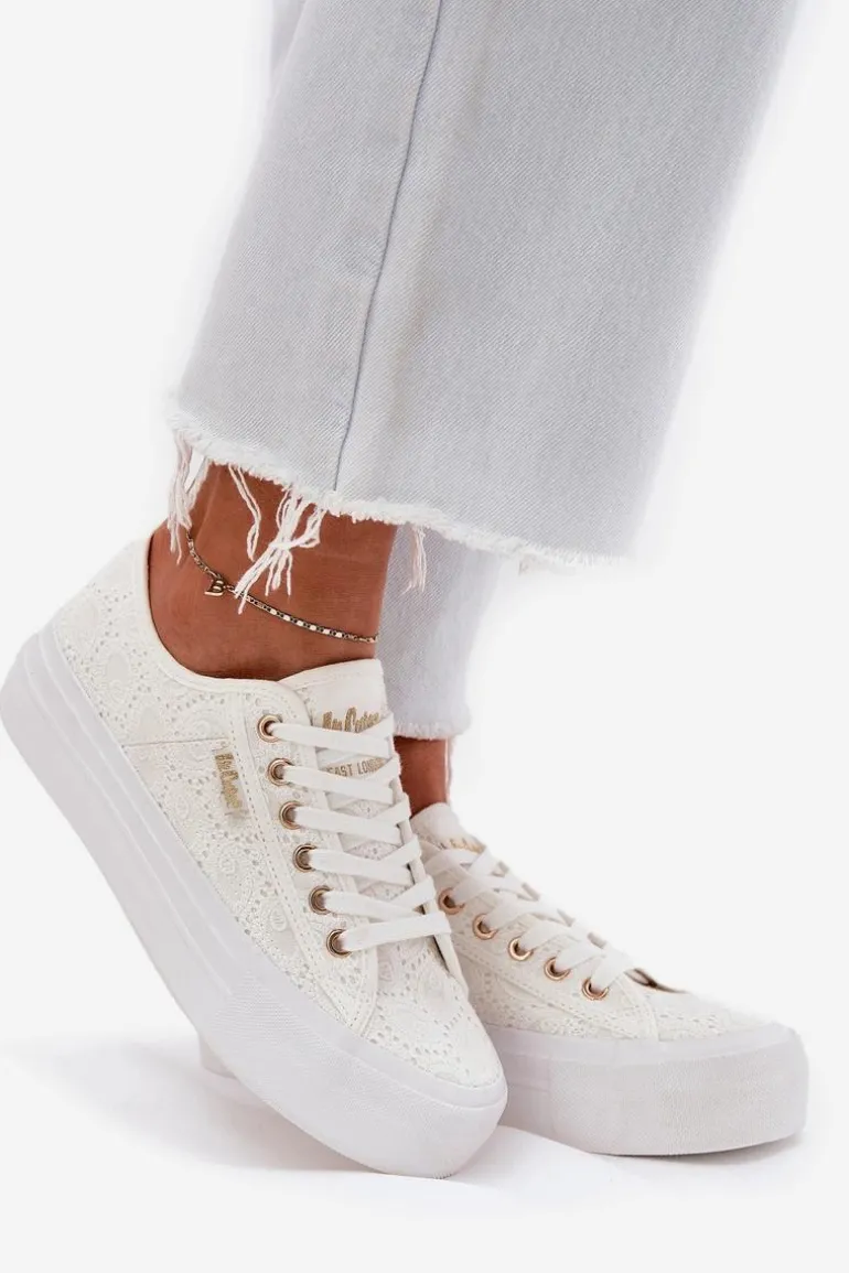 Trampki Damskie Z Koronką Lee Cooper LCW-25-31-3438L Białe
