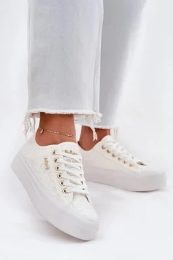 Trampki Damskie Z Koronką Lee Cooper LCW-25-31-3438L Białe