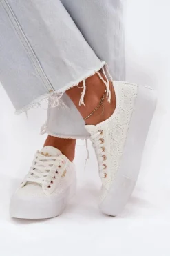 Trampki Damskie Z Koronką Lee Cooper LCW-25-31-3438L Białe