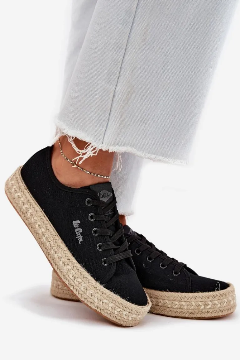Trampki Damskie Z Plecionką Lee Cooper LCW-25-44-3216 Czarne
