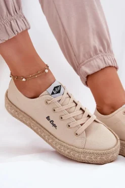 Trampki Damskie Z Plecionką Lee Cooper LCW-25-44-3215 Beżowe