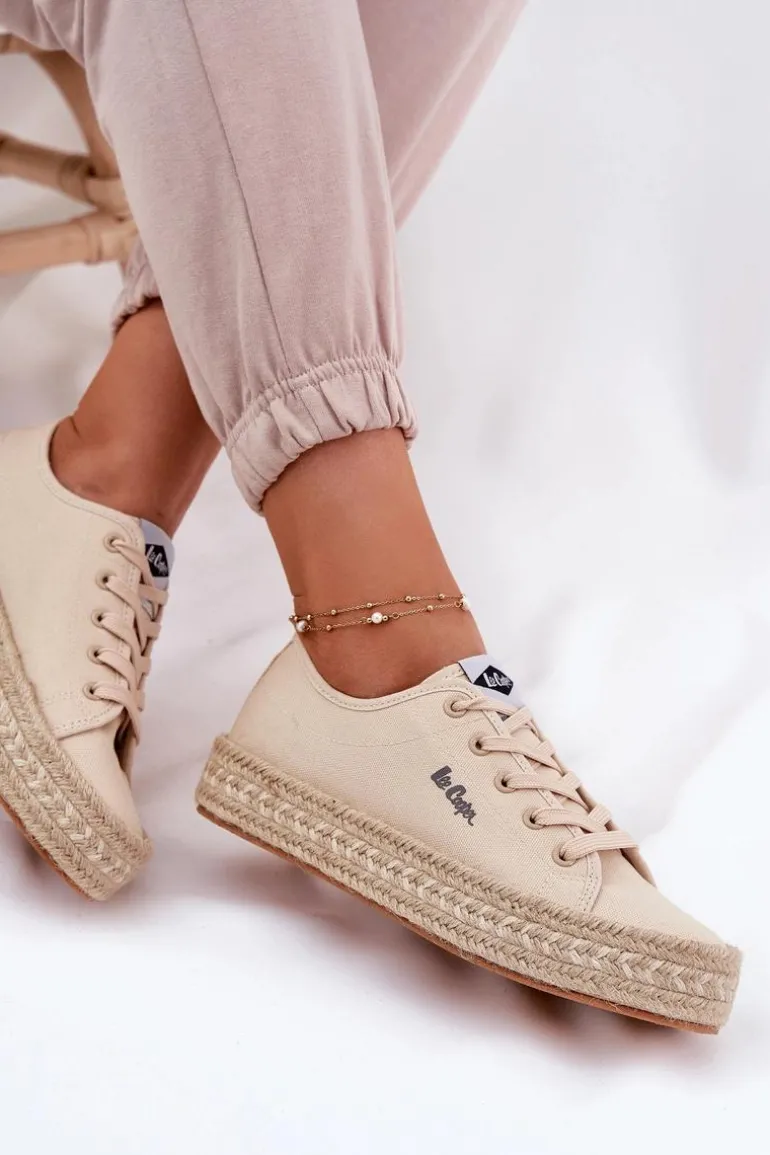 Trampki Damskie Z Plecionką Lee Cooper LCW-25-44-3215 Beżowe