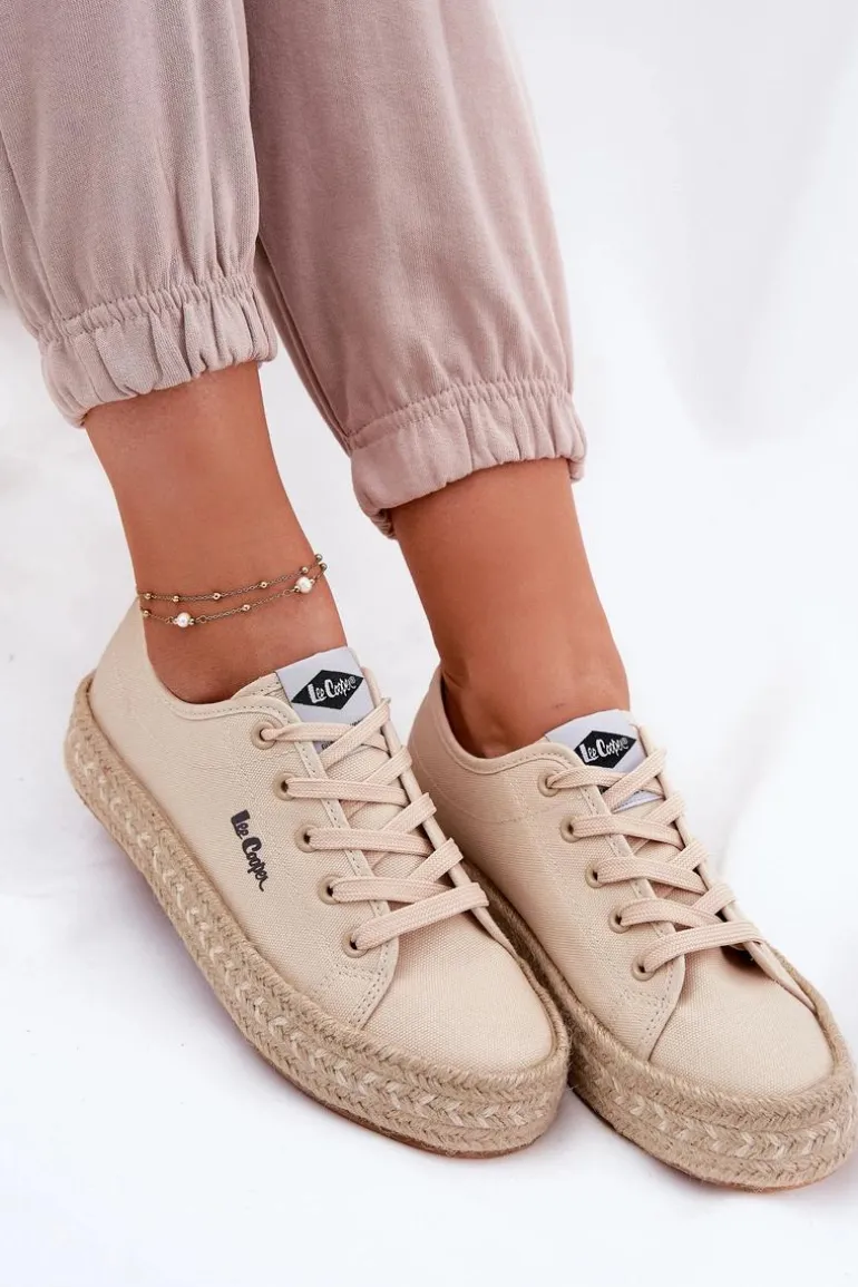Trampki Damskie Z Plecionką Lee Cooper LCW-25-44-3215 Beżowe
