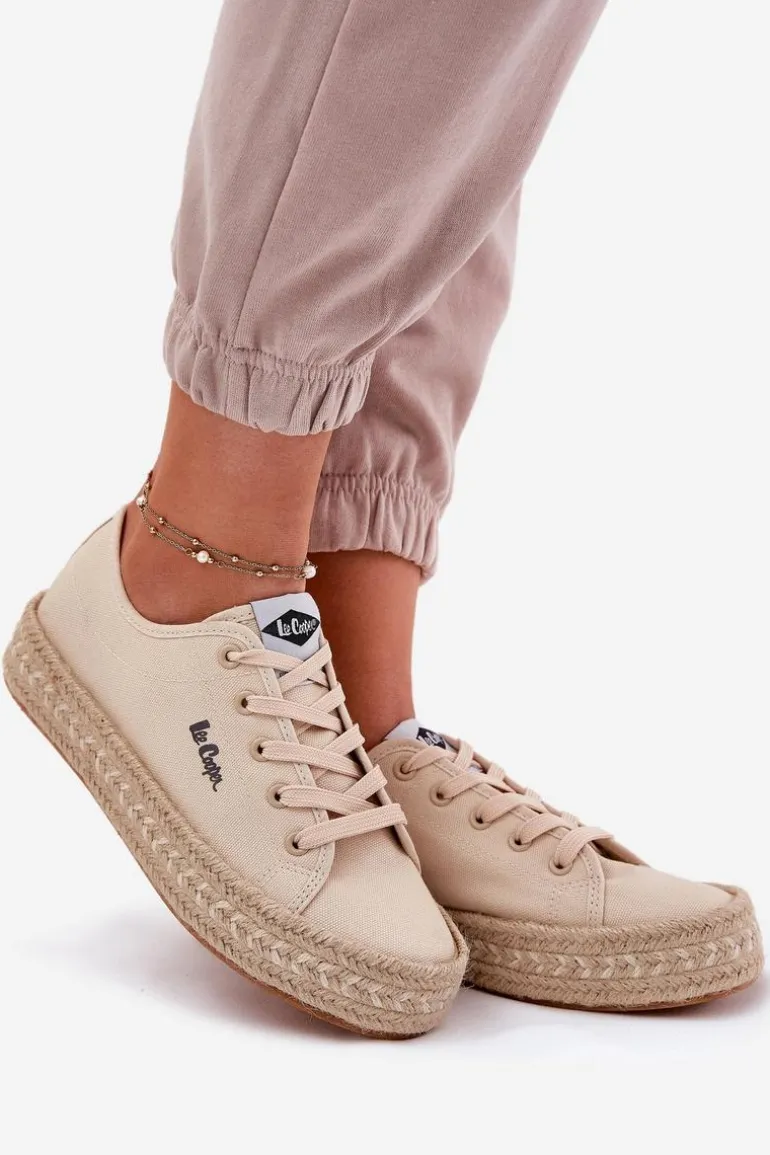 Trampki Damskie Z Plecionką Lee Cooper LCW-25-44-3215 Beżowe