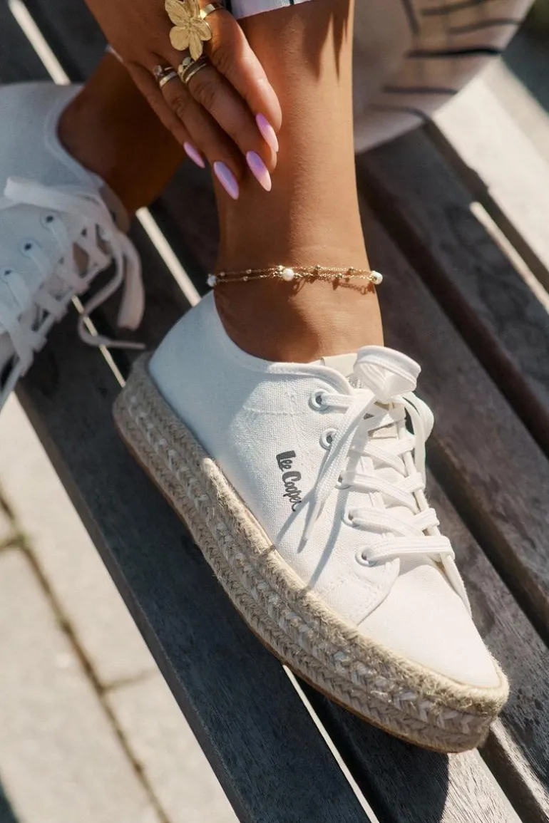 Trampki Damskie Z Plecionką Lee Cooper LCW-25-44-3217 Białe