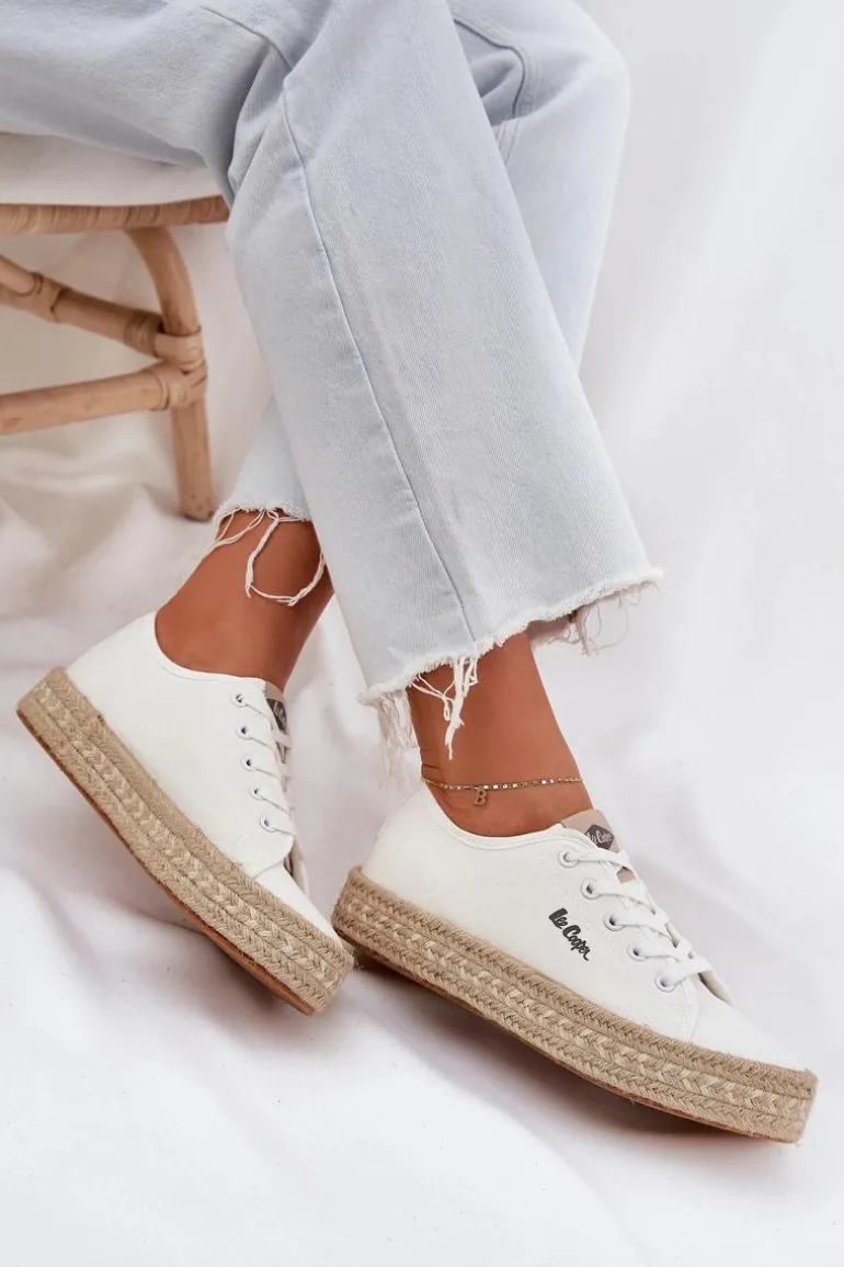 Trampki Damskie Z Plecionką Lee Cooper LCW-25-44-3217 Białe