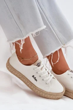 Trampki Damskie Z Plecionką Lee Cooper LCW-25-44-3217 Białe