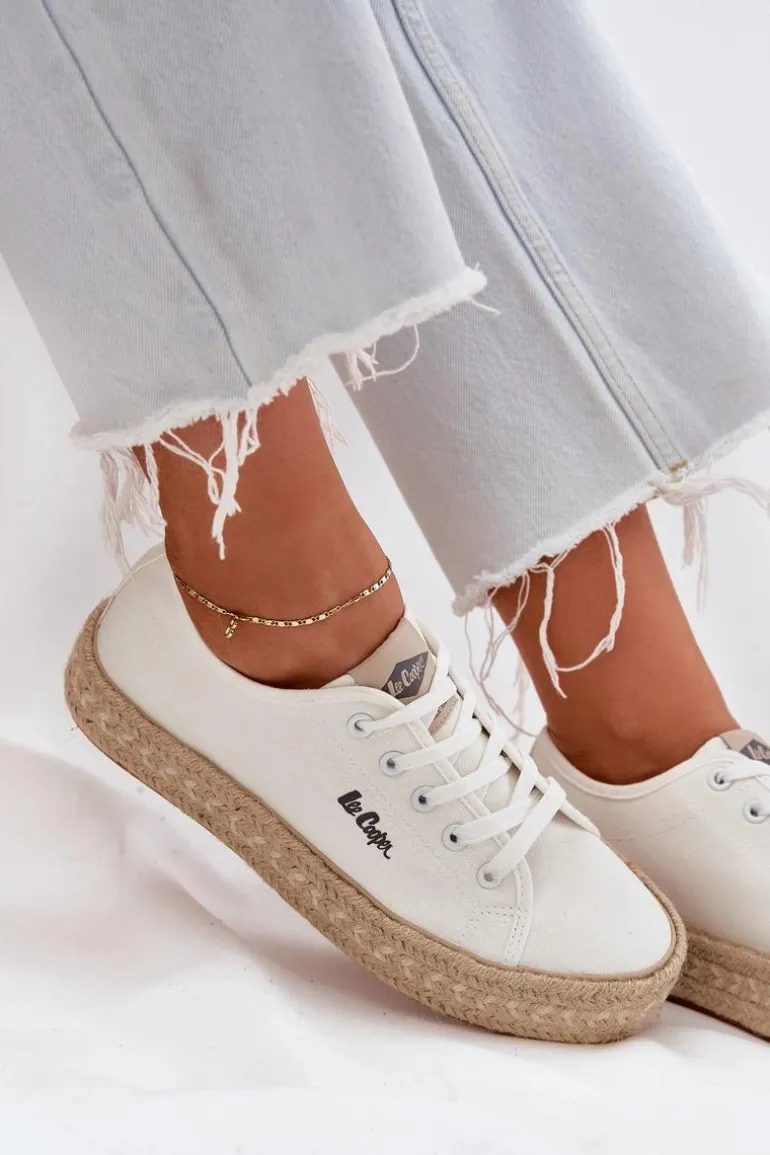 Trampki Damskie Z Plecionką Lee Cooper LCW-25-44-3217 Białe