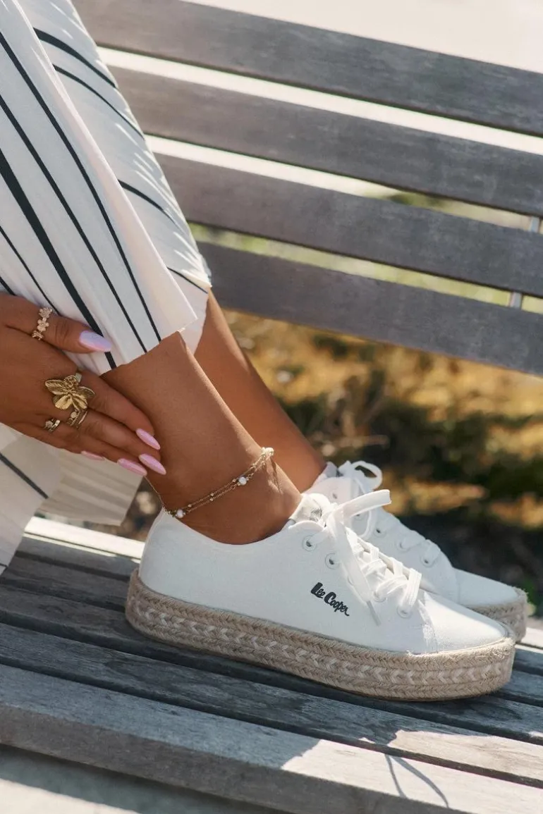 Trampki Damskie Z Plecionką Lee Cooper LCW-25-44-3217 Białe