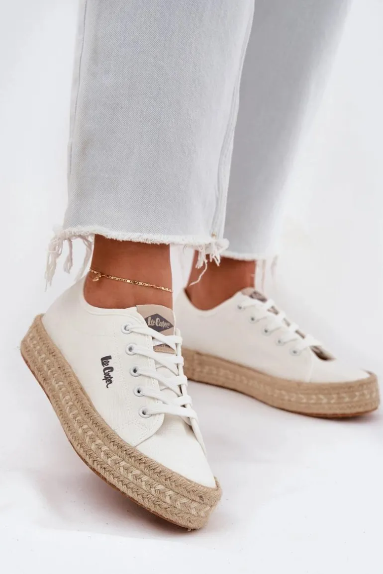Trampki Damskie Z Plecionką Lee Cooper LCW-25-44-3217 Białe