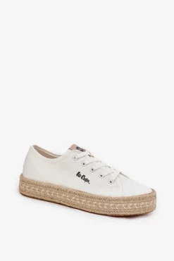 Trampki Damskie Z Plecionką Lee Cooper LCW-25-44-3217 Białe
