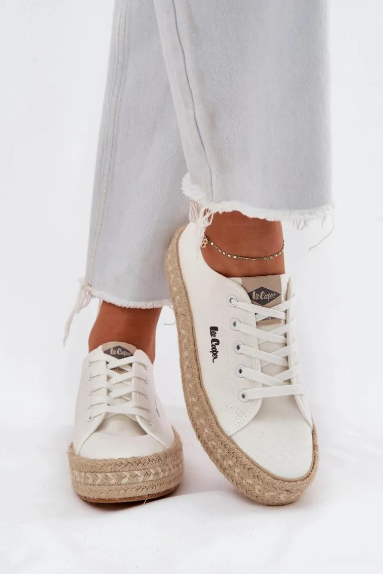 Trampki Damskie Z Plecionką Lee Cooper LCW-25-44-3217 Białe