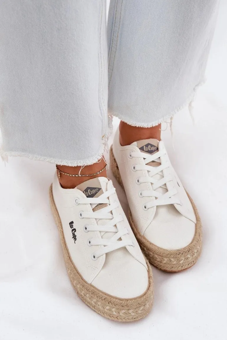 Trampki Damskie Z Plecionką Lee Cooper LCW-25-44-3217 Białe