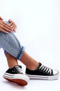 Trampki Klasyczne Niskie Na Platformie Czarne Jazlyn