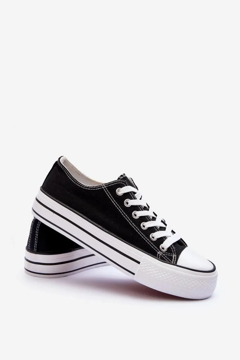 Trampki Klasyczne Niskie Na Platformie Czarne Jazlyn