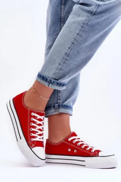 Trampki Klasyczne Niskie Na Platformie Czerwone Jazlyn