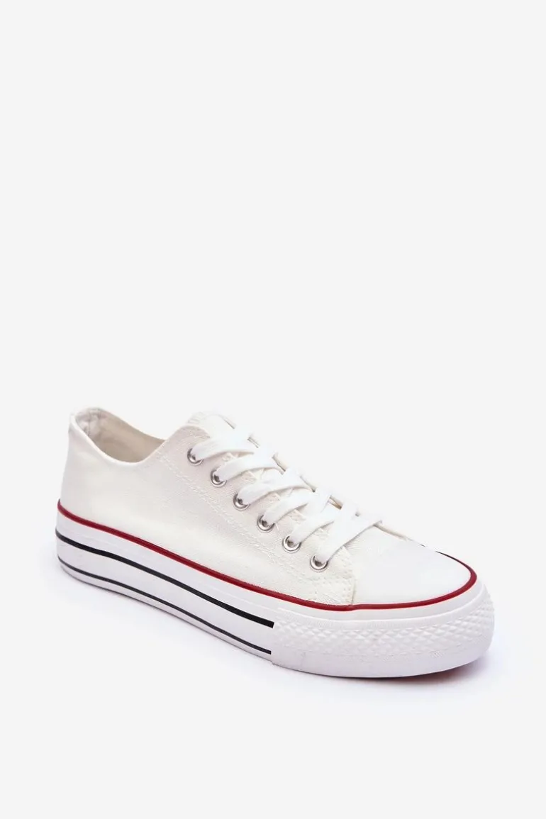 Trampki Klasyczne Niskie Na Platformie Białe Jazlyn