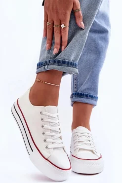 Trampki Klasyczne Niskie Na Platformie Białe Jazlyn