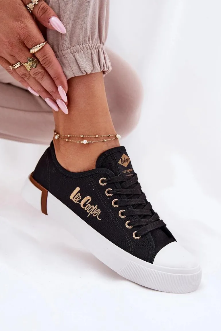 Trampki Materiałowe Damskie Lee Cooper LCW-25-31-3427L Czarne