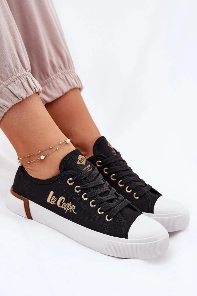 Trampki Materiałowe Damskie Lee Cooper LCW-25-31-3427L Czarne