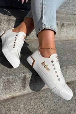 Trampki Materiałowe Damskie Lee Cooper LCW-25-31-3428L Białe