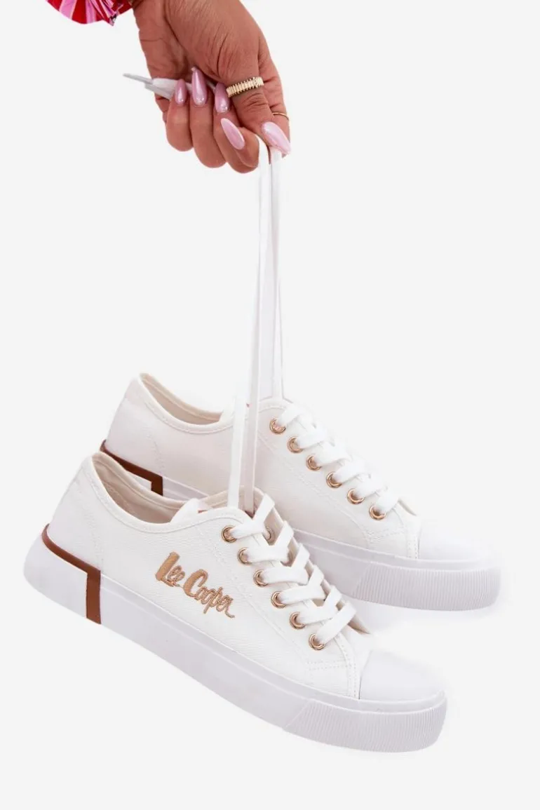 Trampki Materiałowe Damskie Lee Cooper LCW-25-31-3428L Białe