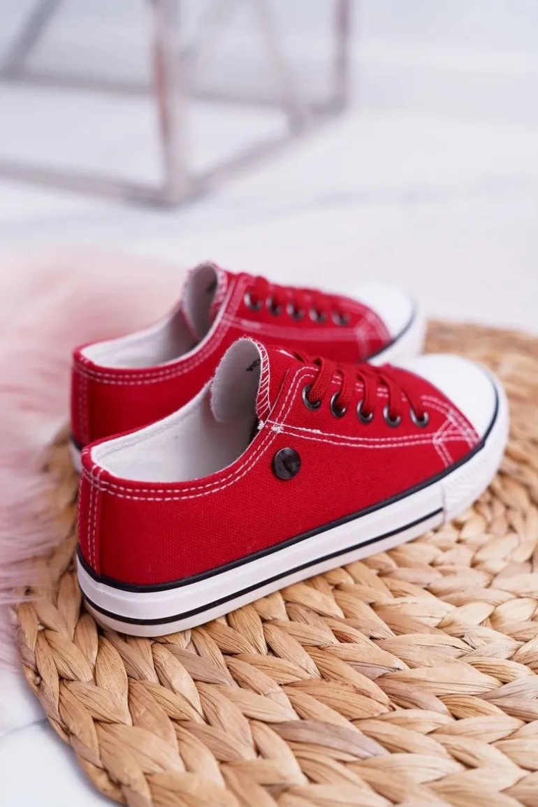 Trampki Młodzieżowe Damskie Buty Czerwone Justika