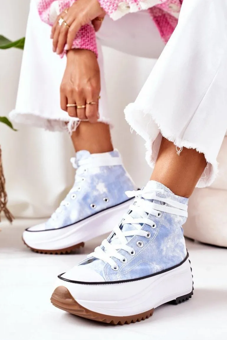Trampki Na Platformie Niebieskie Z Efektem Tie-Dye Electric Love