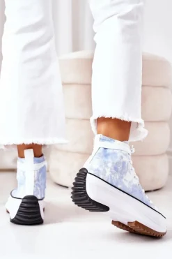 Trampki Na Platformie Niebieskie Z Efektem Tie-Dye Electric Love