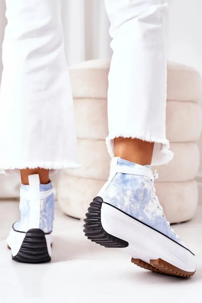 Trampki Na Platformie Niebieskie Z Efektem Tie-Dye Electric Love