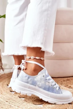 Trampki Na Platformie Niebieskie Z Efektem Tie-Dye Travel Time