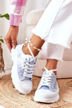 Trampki Na Platformie Niebieskie Z Efektem Tie-Dye Travel Time